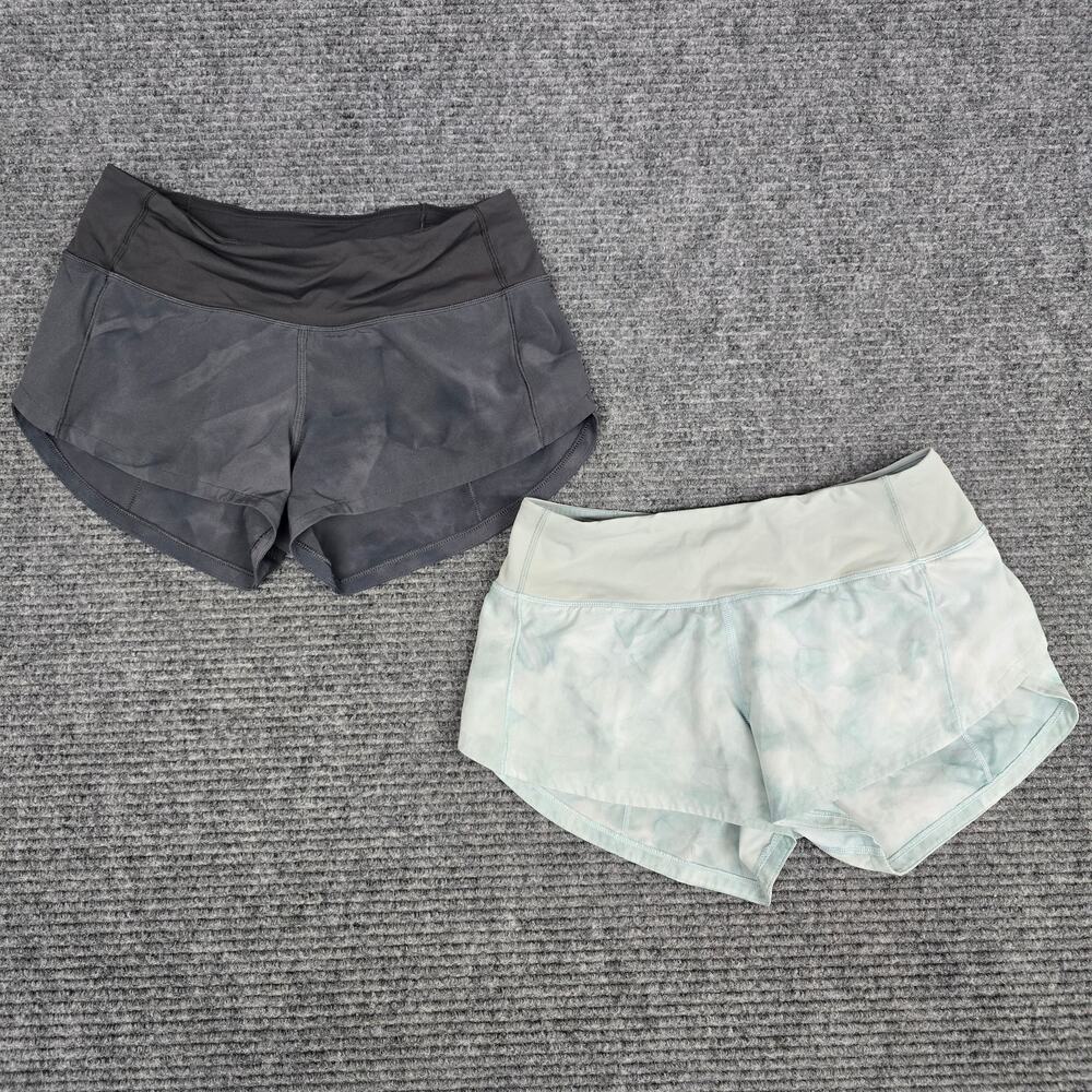 Lululemon Speed Up Shorts Womens 0 Lot of 2 2.5" Tie Dye Gray Blue Low Rise